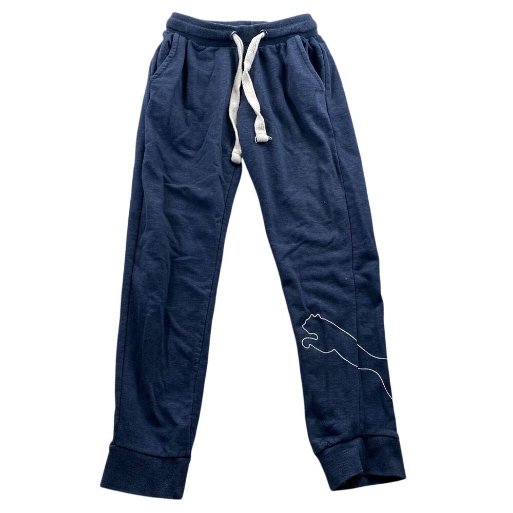 Puma Mens Sweatpants Small Tapered Leg Drawstring Activewear Casual Blue Classic
